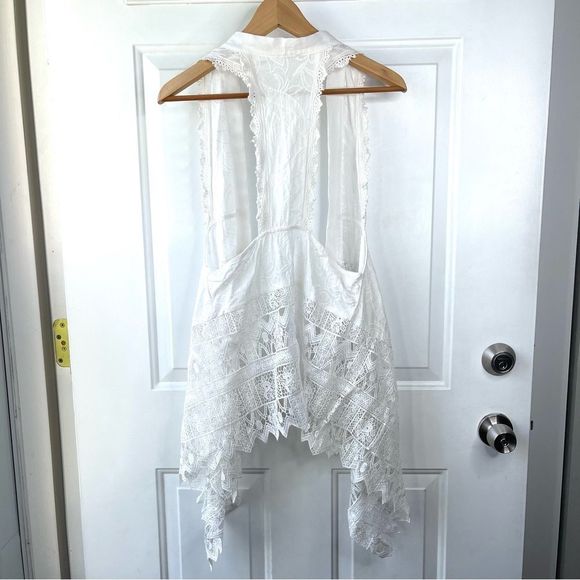 Mystree Cotton Lace Sleeveless Boho White Cardigan Vest One Size - Picture 5 of 8